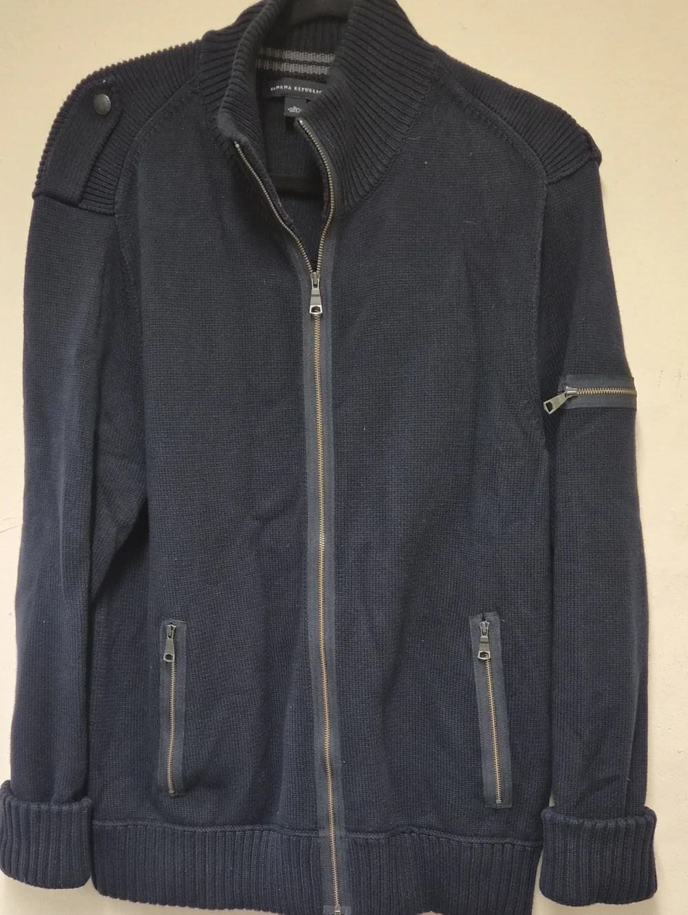 Banana Republic Men's Navy Full-Zip Knit Sweater Jacket Size L